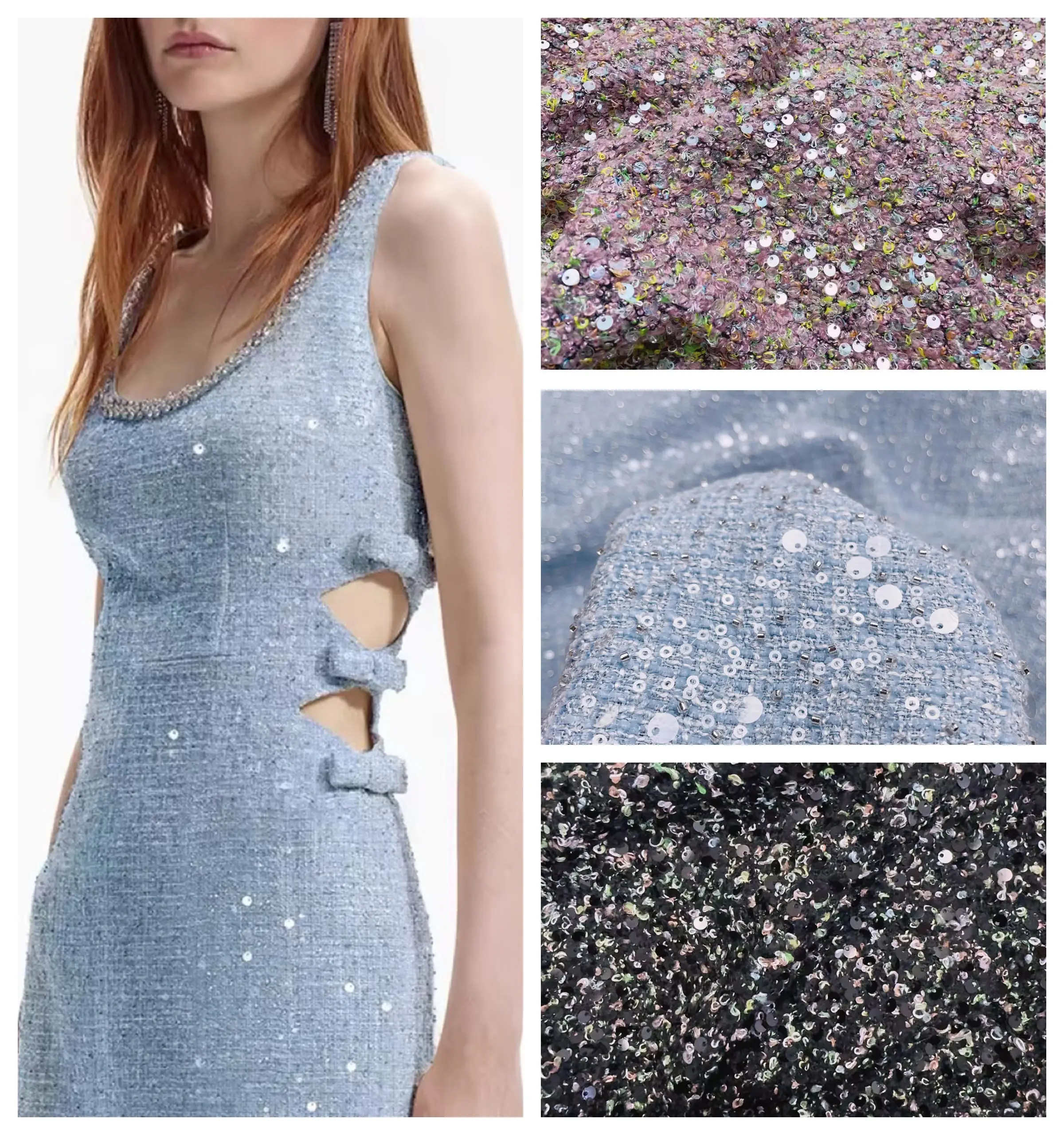 Твидовая ткань с блестками на метры для пошива одежды, курток, платьев, юбок, сумок, рукоделия, дизайнерских изделий, мягкая, синяя, розовая
Твидовая ткань с блестками на метры для пошива одежды, курток, платьев, юбок, сумок, рукоделия, дизайнерских изделий, мягкая, синяя, розовая