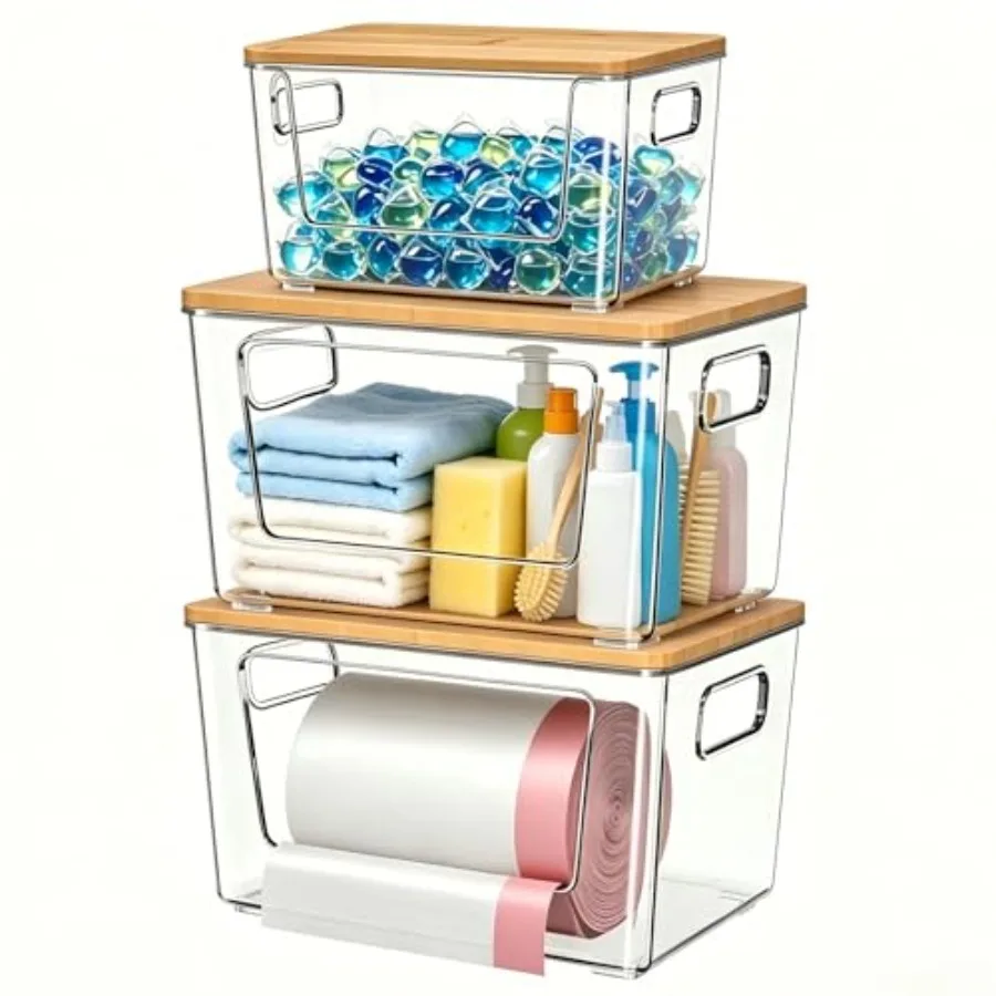 Trash Bag Holder with Bamboo Lid Stackable Trashbag Dispenser Extra Large Garbage Bag Holder for Kitchen Laundry Room Under Sin
Trash Bag Holder with Bamboo Lid Stackable Trashbag Dispenser Extra Large Garbage Bag Holder for Kitchen Laundry Room Under Sin