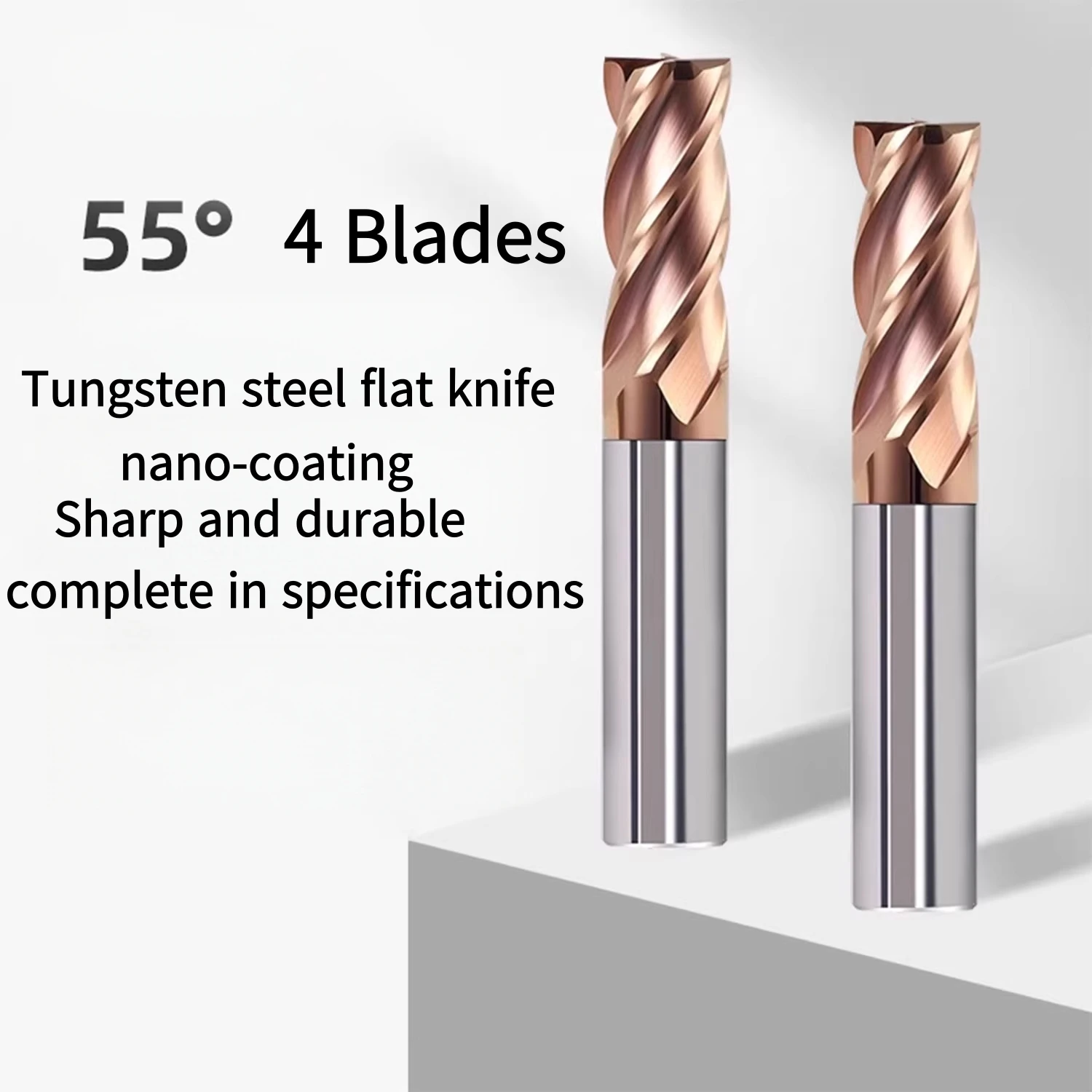 55-degree tungsten steel flat-bottom milling cutter with 4 cutting edges and hard alloy coating for steel, for CNC tooling
55-degree tungsten steel flat-bottom milling cutter with 4 cutting edges and hard alloy coating for steel, for CNC tooling