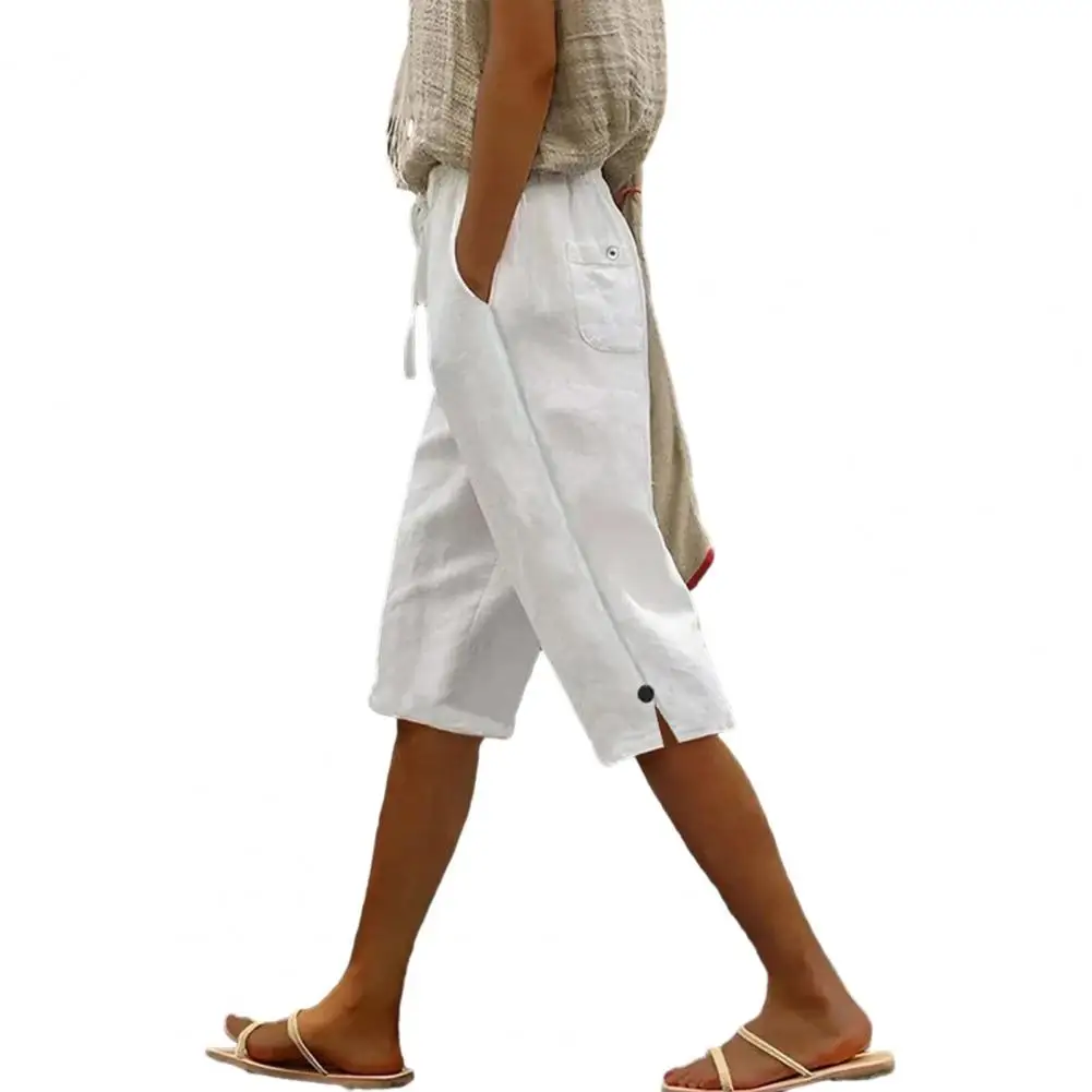Summer Cropped Pants for Women Breathable Straight Leg Mid-calf Trousers Cotton Linen Side Slits Button Casual Pants Loose
Summer Cropped Pants for Women Breathable Straight Leg Mid-calf Trousers Cotton Linen Side Slits Button Casual Pants Loose