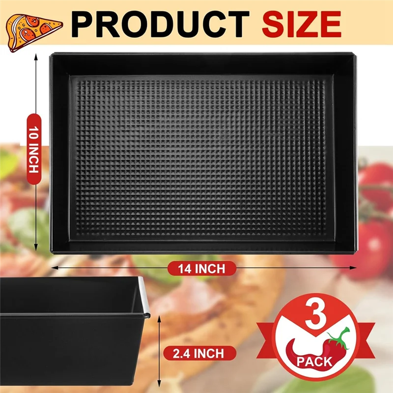 Hot Selling-Detroit Style 3-Piece Hard Rectangular Non-Stick Sicilian Pizza Pans, Pre-Seasoned Baking Dishes,Detroit Style 3-Pie
Hot Selling-Detroit Style 3-Piece Hard Rectangular Non-Stick Sicilian Pizza Pans, Pre-Seasoned Baking Dishes,Detroit Style 3-Pie