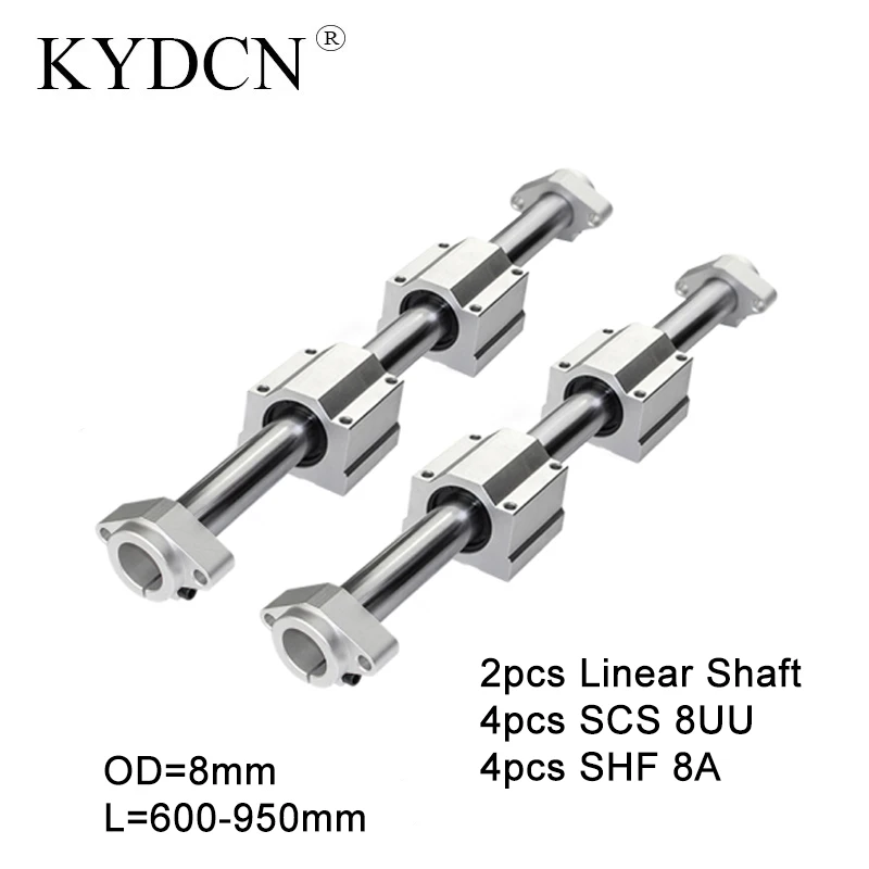 Optical Axis 2PCS Linear Shaft OD8mm 600-950mm + 4Pcs SCS8UU Linear Bearing Blocks + 4Pcs SHF8A Bearing Support For CNC Router
Optical Axis 2PCS Linear Shaft OD8mm 600-950mm + 4Pcs SCS8UU Linear Bearing Blocks + 4Pcs SHF8A Bearing Support For CNC Router 
