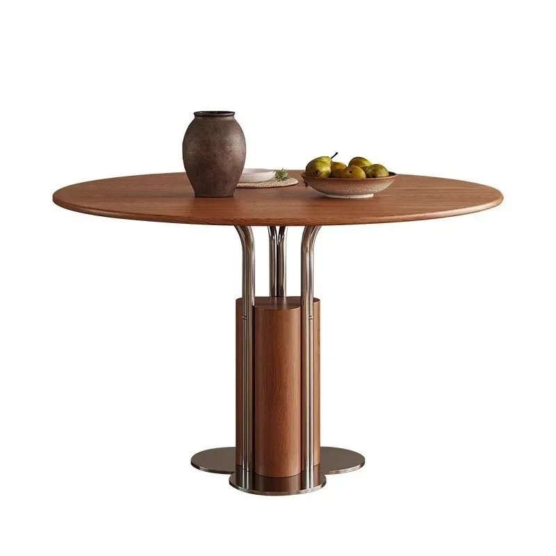 Medieval solid wood round table small apartment household round dining table and chairs
Medieval solid wood round table small apartment household round dining table and chairs
