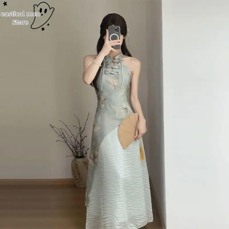 Женский летний костюм ханьфу для молодых девушек, Cheongsam с принтом Qiapo, сексуальное улучшенное китайское платье с вырезом Greenhalter, винтажное праздничное платье
Женский летний костюм ханьфу для молодых девушек, Cheongsam с принтом Qiapo, сексуальное улучшенное китайское платье с вырезом Greenhalter, винтажное праздничное платье