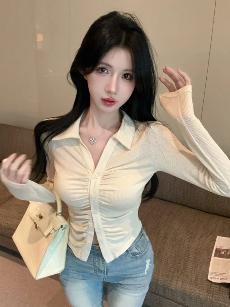 Korean Style Slimming Fashionable Collared Design Women's Top Elegant Casual Long Sleeve Pear Shape Body Type Pure Color
Korean Style Slimming Fashionable Collared Design Women's Top Elegant Casual Long Sleeve Pear Shape Body Type Pure Color