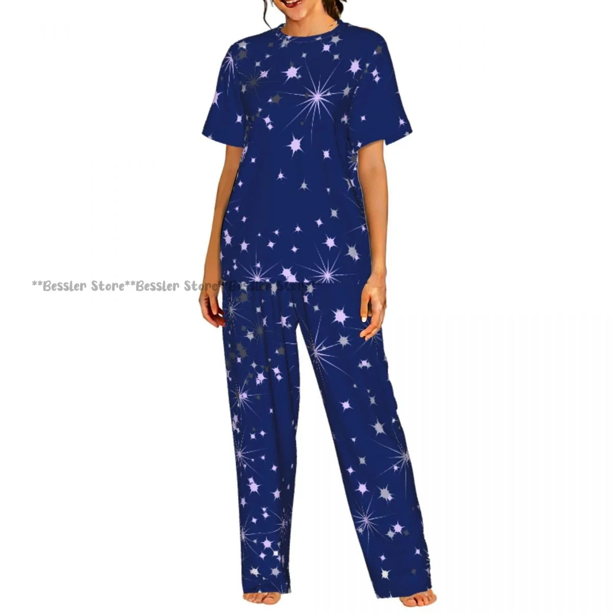 Women's Pajamas Set Multi-colored Stars Short Sleeve Sleepwear 2 Piece Homewear Loungewear
Women's Pajamas Set Multi-colored Stars Short Sleeve Sleepwear 2 Piece Homewear Loungewear
