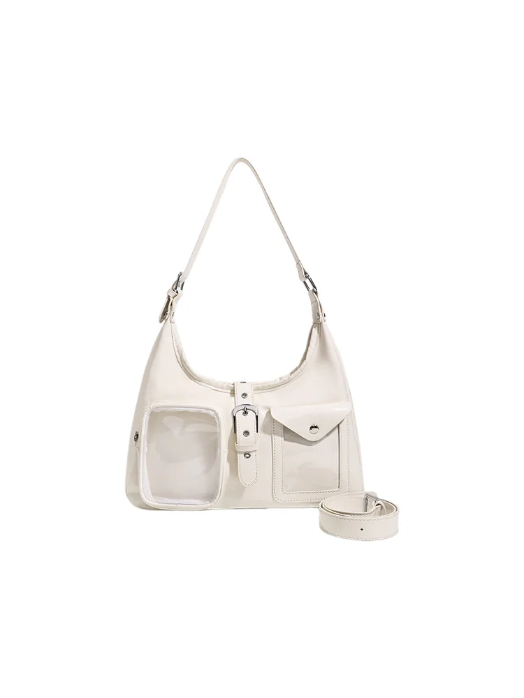 Korean Style Transparent Ita Bag Women's Daily Commuting Fashion Trend Single Shoulder Crossbody Bag Motorcycle Style Handbag
Korean Style Transparent Ita Bag Women's Daily Commuting Fashion Trend Single Shoulder Crossbody Bag Motorcycle Style Handbag