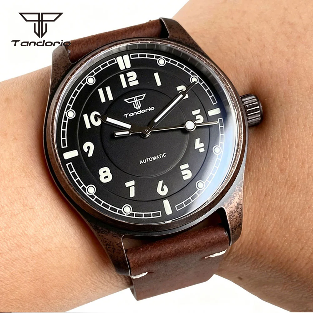 Tandorio 39mm Automatic Miyota8215 Bronze Plated Pilot Mechanical Retro Watch 20BAR Dive AR Sapphire Distressed Style Wristwatch
Tandorio 39mm Automatic Miyota8215 Bronze Plated Pilot Mechanical Retro Watch 20BAR Dive AR Sapphire Distressed Style Wristwatch