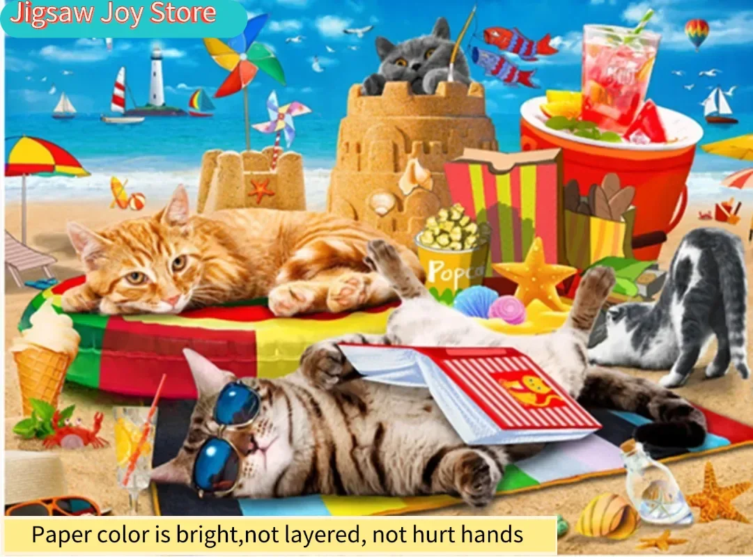 69*51cm Adult 1000 Pieces Paper Jigsaw Puzzle Beach Holiday Cat Cute Animals Paintings Stress Reducing Kids Educational Toys
69*51cm Adult 1000 Pieces Paper Jigsaw Puzzle Beach Holiday Cat Cute Animals Paintings Stress Reducing Kids Educational Toys