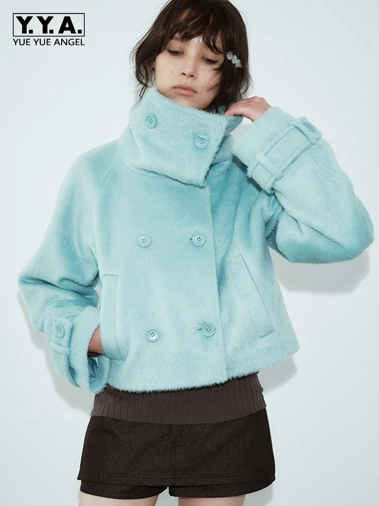 Women Vintage Elegant High Collar Wool Blends Double Breasted Short Woolen Coat Autumn Winter Solid Color Outerwear Party Jacket
Women Vintage Elegant High Collar Wool Blends Double Breasted Short Woolen Coat Autumn Winter Solid Color Outerwear Party Jacket