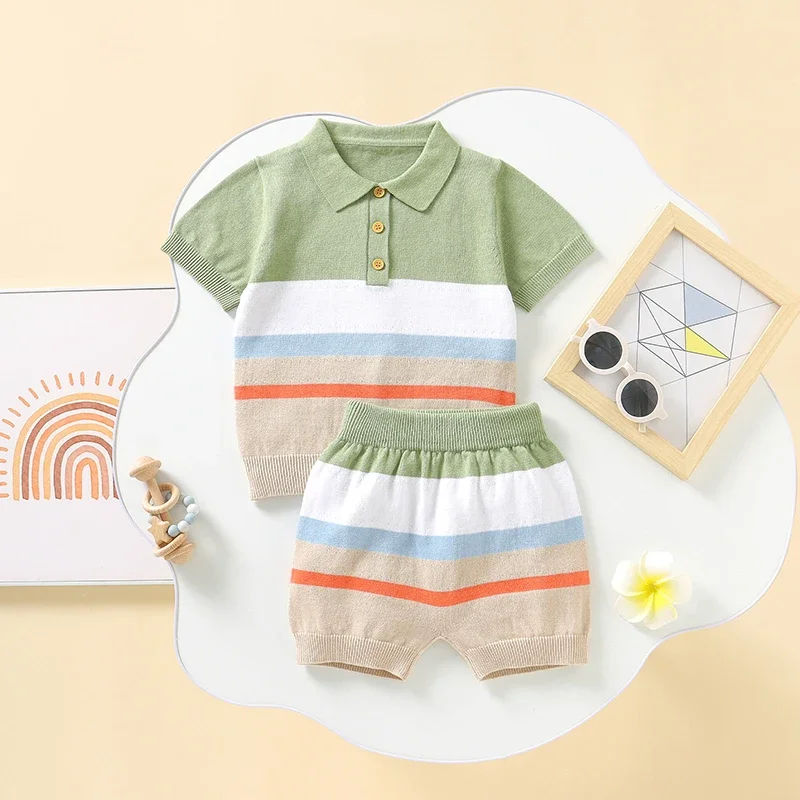 Baby Clothes Set Cotton Knitted Newborn Girls Boys Pullover Short Sleeve +Shorts Fashion Striped Toddler Kids Tops +Pants Summer
Baby Clothes Set Cotton Knitted Newborn Girls Boys Pullover Short Sleeve +Shorts Fashion Striped Toddler Kids Tops +Pants Summer