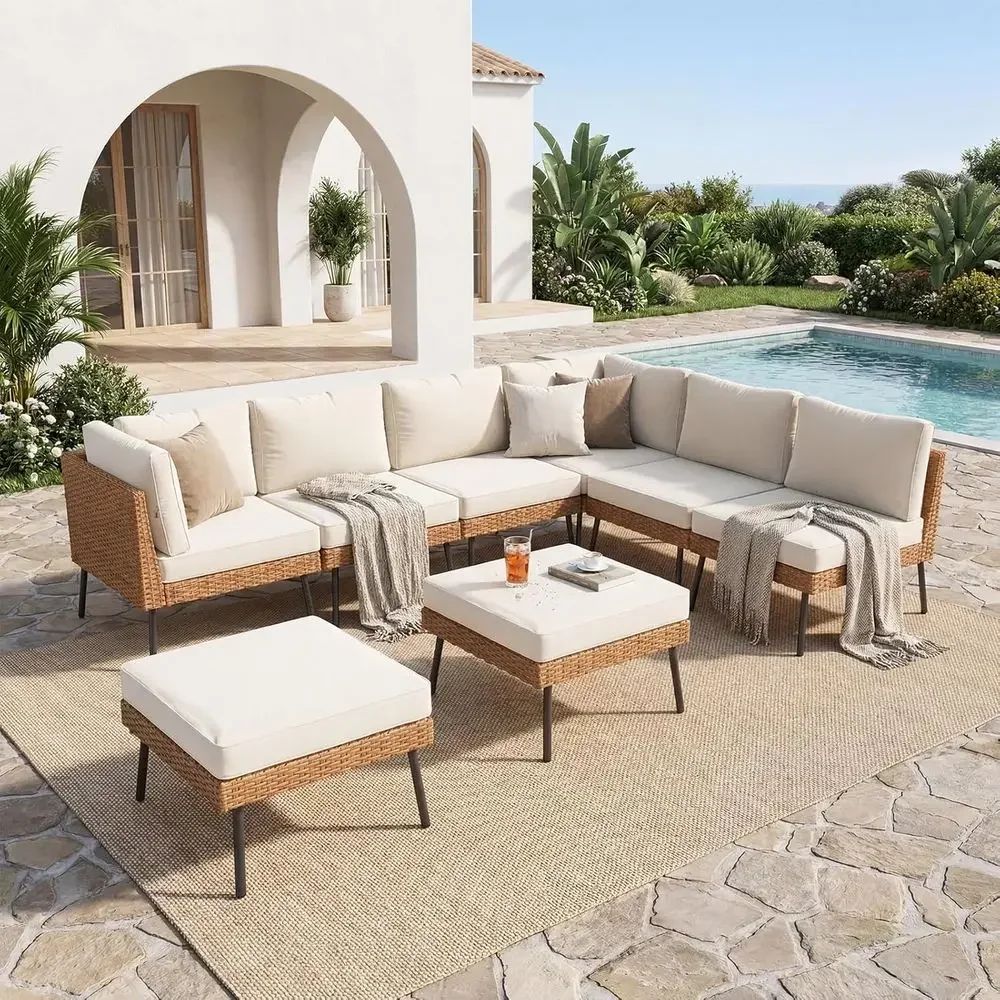 8-Piece Patio urniture Set, Wicker Outdoor urniture with Water Resistant Thick Cushions, Patio Contion Set Outdoor Sectional Soa
8-Piece Patio urniture Set, Wicker Outdoor urniture with Water Resistant Thick Cushions, Patio Contion Set Outdoor Sectional Soa