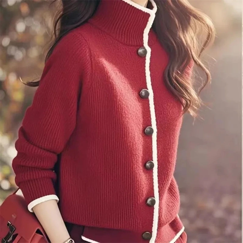 Sweater Jacket Long Sleeve Age Reduction Women's Sweater Coat Spring Autumn Temperament Ladies Knitted Cardigan
Sweater Jacket Long Sleeve Age Reduction Women's Sweater Coat Spring Autumn Temperament Ladies Knitted Cardigan