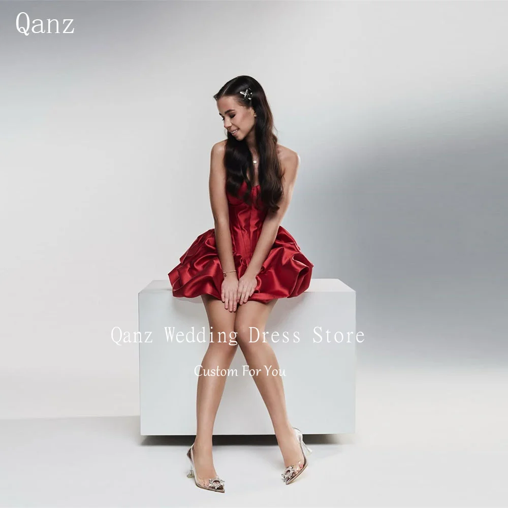Qanz Red Satin Mini Prom Dresses Sweetheart Short A Line Birthday Party Gown Backless Sexy Women Vestido Cocktail Customized
Qanz Red Satin Mini Prom Dresses Sweetheart Short A Line Birthday Party Gown Backless Sexy Women Vestido Cocktail Customized