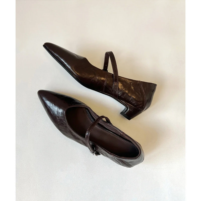 Women's Commuting Shallow-Heel Soft Leather Mary Jane Shoes with One Strap, Low Heel Pointed Toe Small Leather Shoes, New Spring
Women's Commuting Shallow-Heel Soft Leather Mary Jane Shoes with One Strap, Low Heel Pointed Toe Small Leather Shoes, New Spring
