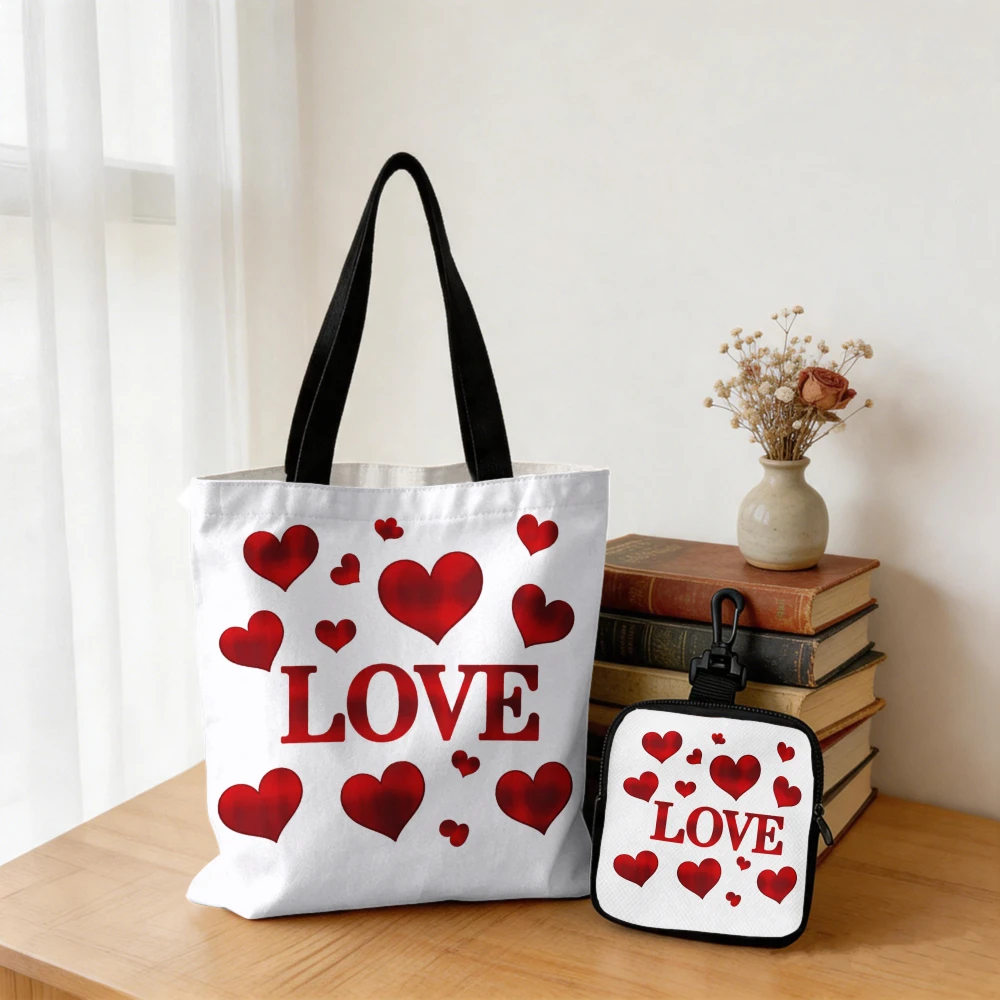 With Red Hearts And Love Text Coin Purse Handbag Tote Bags and Storage Bag Mini Pouch for Daily 10X10cm And 40X40cm
With Red Hearts And Love Text Coin Purse Handbag Tote Bags and Storage Bag Mini Pouch for Daily 10X10cm And 40X40cm