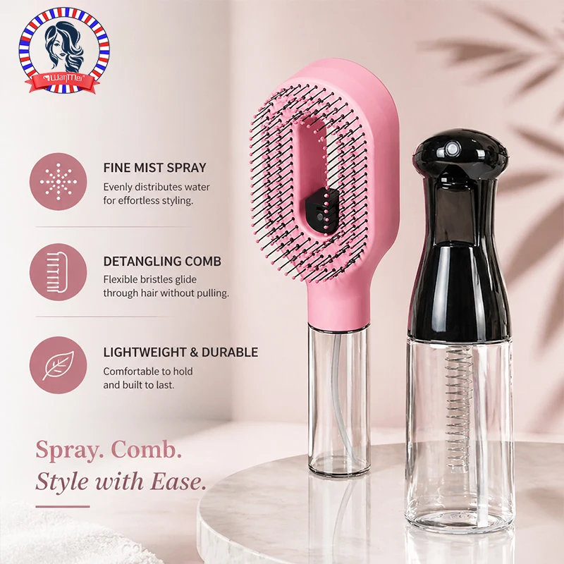 Hair Spray Comb 2-in-1 Detangling Hairbrush with Refillable Spray Bottle Anti-Static Scalp Massage Brush for Curly/Straight Hair
Hair Spray Comb 2-in-1 Detangling Hairbrush with Refillable Spray Bottle Anti-Static Scalp Massage Brush for Curly/Straight Hair