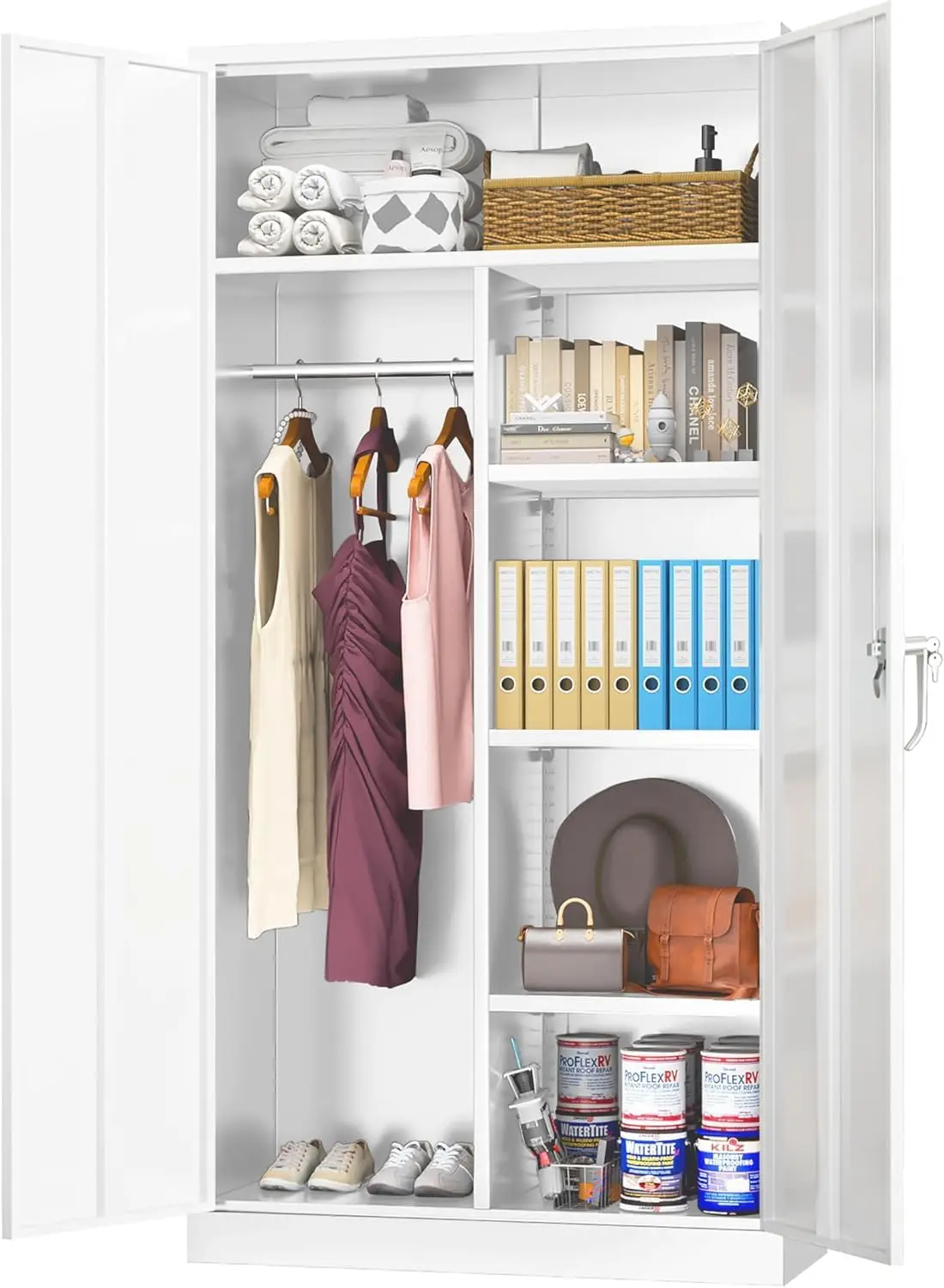 Metal Bedroom Closet, 72"" Armoire Wardrobe Closet With Lockable Doors,Locking Bedroom Armoire With 2 Doors And 3 Shelves,Tall
Metal Bedroom Closet, 72"" Armoire Wardrobe Closet With Lockable Doors,Locking Bedroom Armoire With 2 Doors And 3 Shelves,Tall