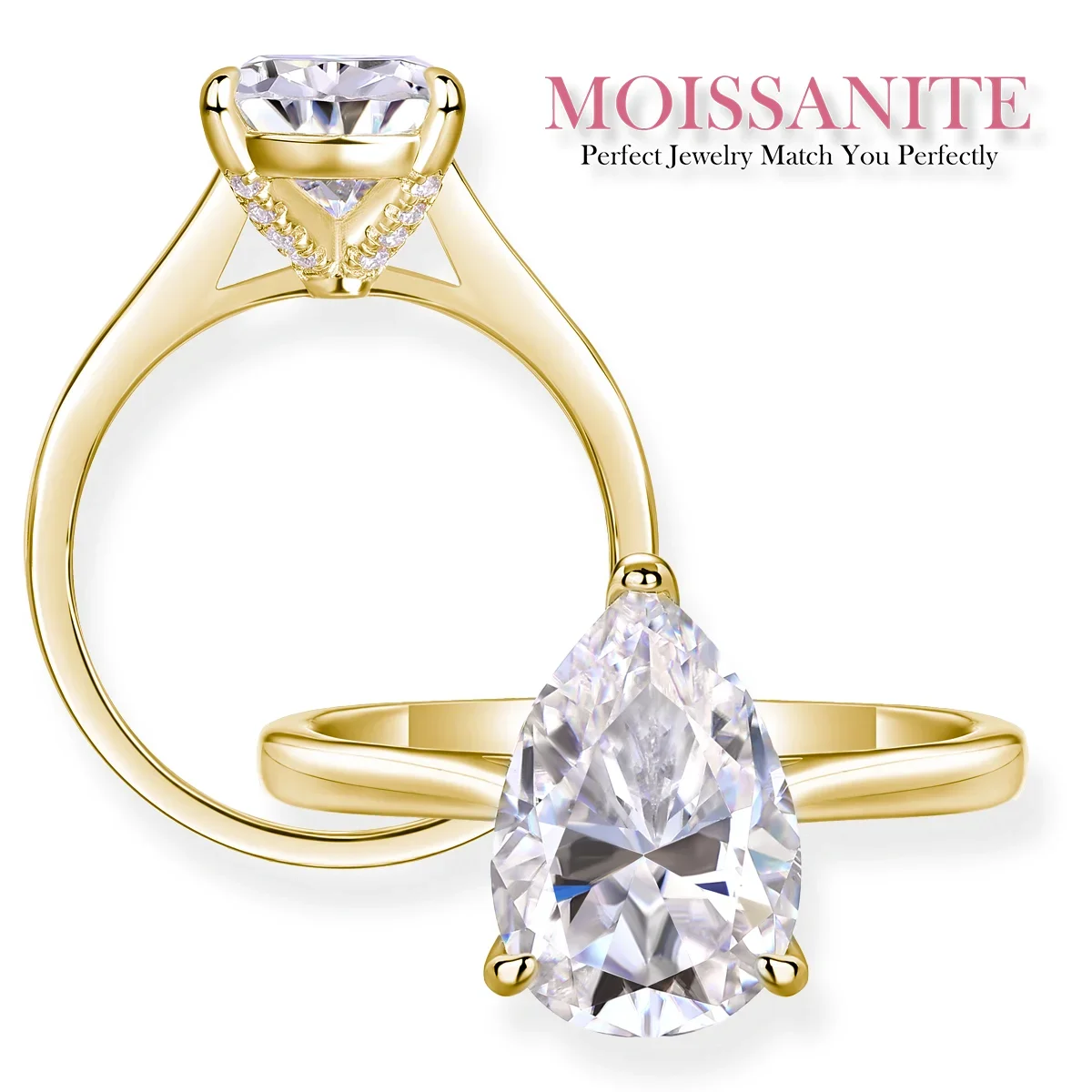 2.5ct Pear-Cut Moissanite Solitaire Ring, S925 Sterling Silver, 18K Gold-Plated, Hypoallergenic, Luxurious and Elegant Design
2.5ct Pear-Cut Moissanite Solitaire Ring, S925 Sterling Silver, 18K Gold-Plated, Hypoallergenic, Luxurious and Elegant Design