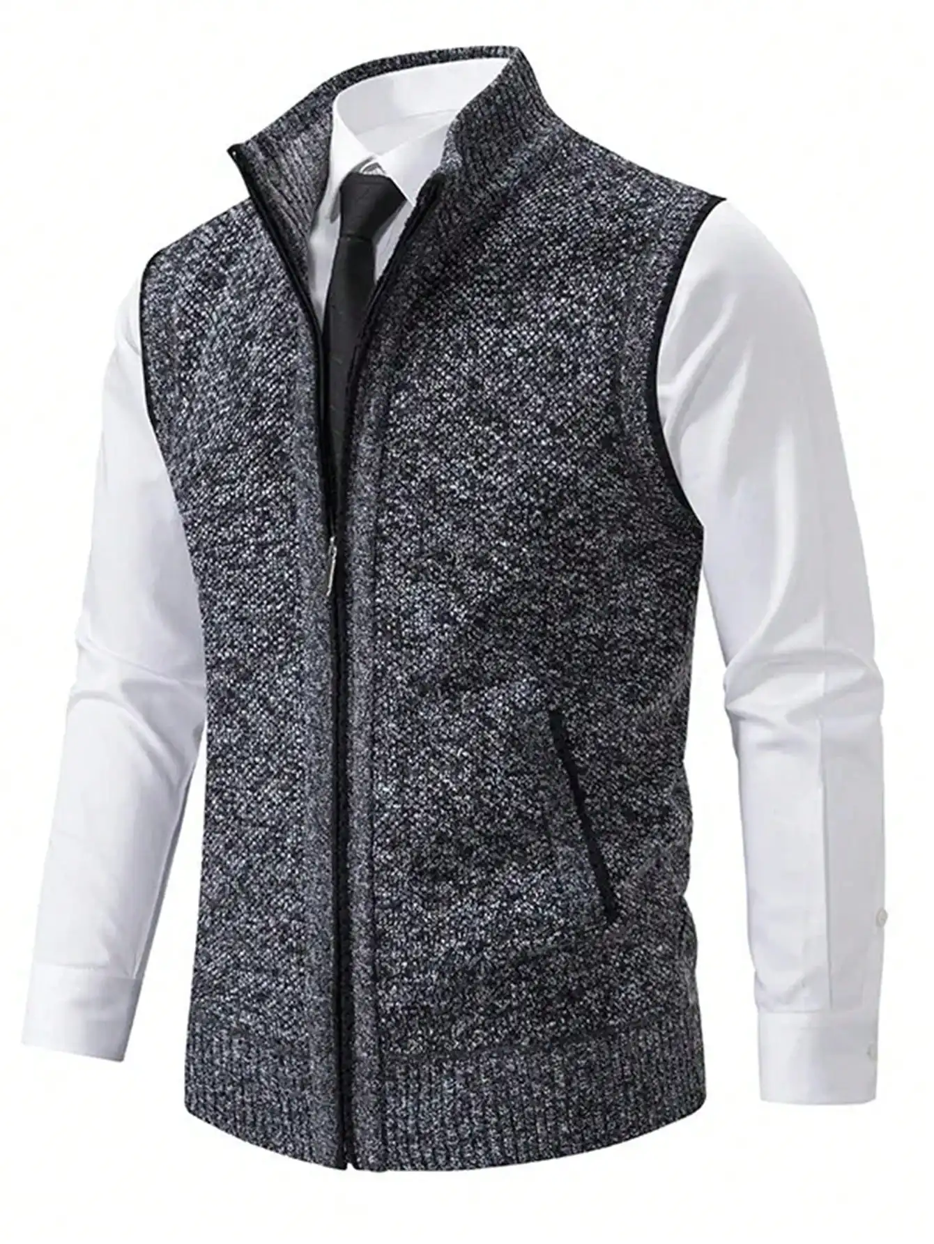 Men's Zip-Up Knitted Sweater Vest, Casual Thermal Sleeveless Vest for Fall
Men's Zip-Up Knitted Sweater Vest, Casual Thermal Sleeveless Vest for Fall