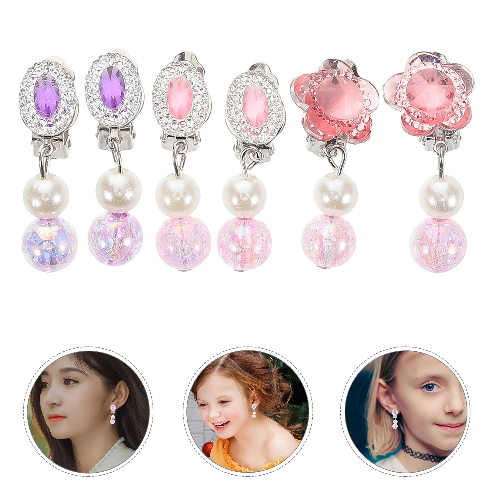 5Pairs Children Clip on Earrings Little Girl Princess Style Rhinestone Dangle Tassel Jewelry for Parties Stage Performance Kids
5Pairs Children Clip on Earrings Little Girl Princess Style Rhinestone Dangle Tassel Jewelry for Parties Stage Performance Kids