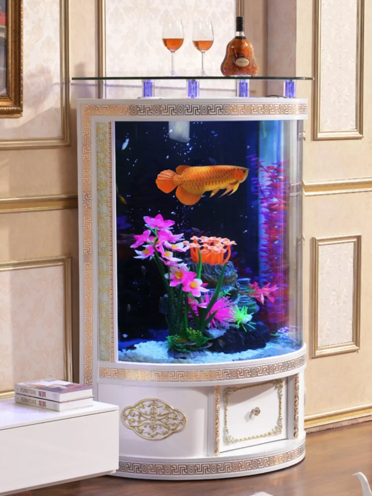 Премиальный аквариум в европейском стиле, полукруглый, для гостиной, устанавливается у стены, не требует замены воды, для тропических рыб, с эффектом бархата
Премиальный аквариум в европейском стиле, полукруглый, для гостиной, устанавливается у стены, не требует замены воды, для тропических рыб, с эффектом бархата