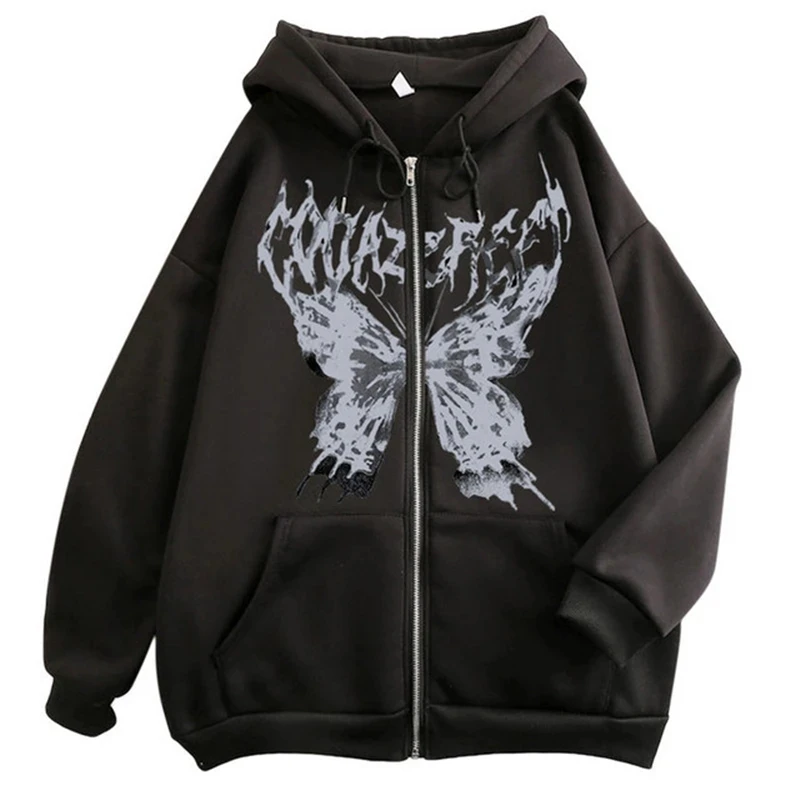 Butterfly Gothic Ins Y2K Zipper Women's Hoodies&Sweatshirt Loose Oversized Harajuk Punk High Street Streetwear
Butterfly Gothic Ins Y2K Zipper Women's Hoodies&Sweatshirt Loose Oversized Harajuk Punk High Street Streetwear