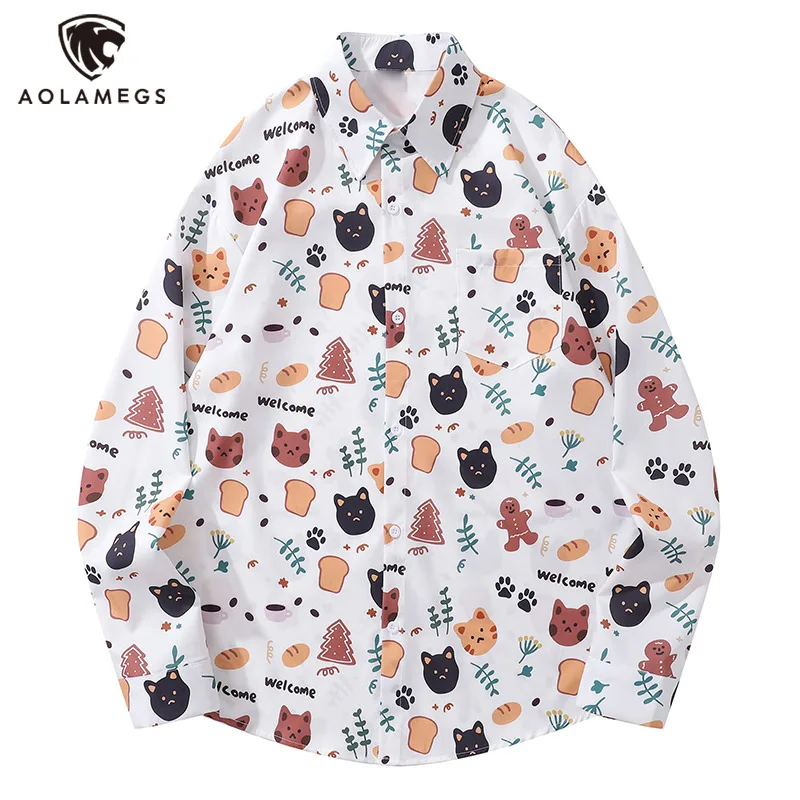 Men's Shirt Cats Print Long Sleeve Blouse Turndown Collar Tops Versatile Loose Fit Coats Youthful Style Hip Hop Streetwear
Men's Shirt Cats Print Long Sleeve Blouse Turndown Collar Tops Versatile Loose Fit Coats Youthful Style Hip Hop Streetwear