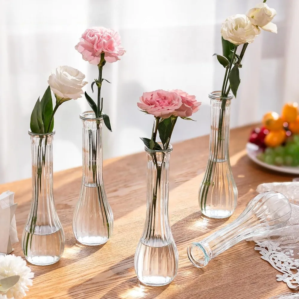 Glass Bud Vases Centerpiece: 6 Pcs Small Flower Vase for Wedding in Bulk - Cute Clear Ribbed Vase for Party Events Home Table
Glass Bud Vases Centerpiece: 6 Pcs Small Flower Vase for Wedding in Bulk - Cute Clear Ribbed Vase for Party Events Home Table