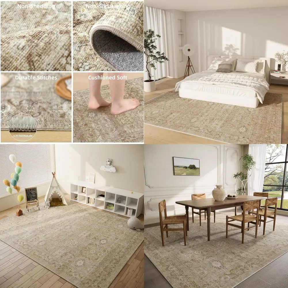 Устойчивый к пятнам винтажный коврик в стиле бохо 6x9 футов, состаренная искусственная шерсть с низким ворсом, нескользящий, подходит для кухни, столовой, детской комнаты,
Устойчивый к пятнам винтажный коврик в стиле бохо 6x9 футов, состаренная искусственная шерсть с низким ворсом, нескользящий, подходит для кухни, столовой, детской комнаты,