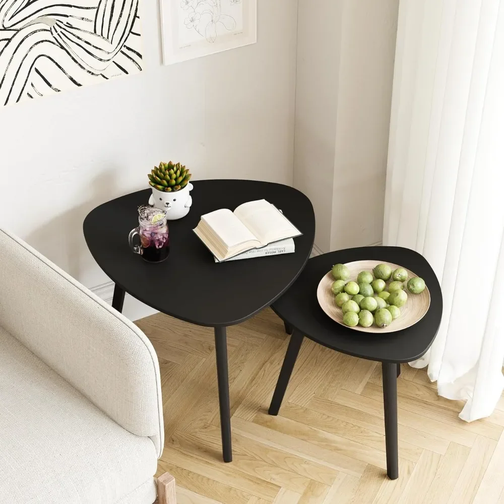 Bamboo and wood triangular end table, set of 2 living room coffee tables, modern minimalist side table in the living room
Bamboo and wood triangular end table, set of 2 living room coffee tables, modern minimalist side table in the living room