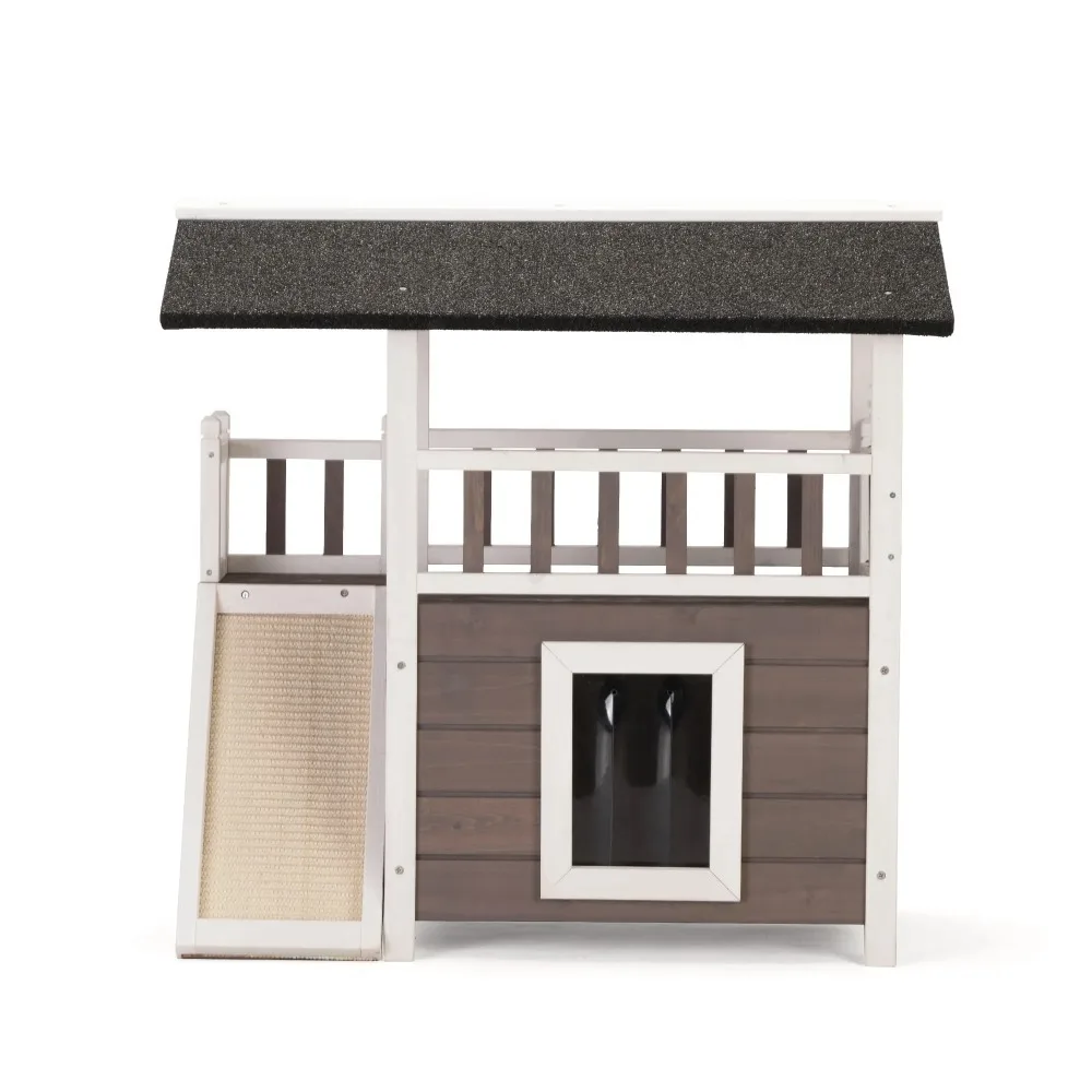 2-Tiers Pet Dog House, Wooden Dog Room Shelter with Stairs for Indoor and Outdoor Use 
2-Tiers Pet Dog House, Wooden Dog Room Shelter with Stairs for Indoor and Outdoor Use