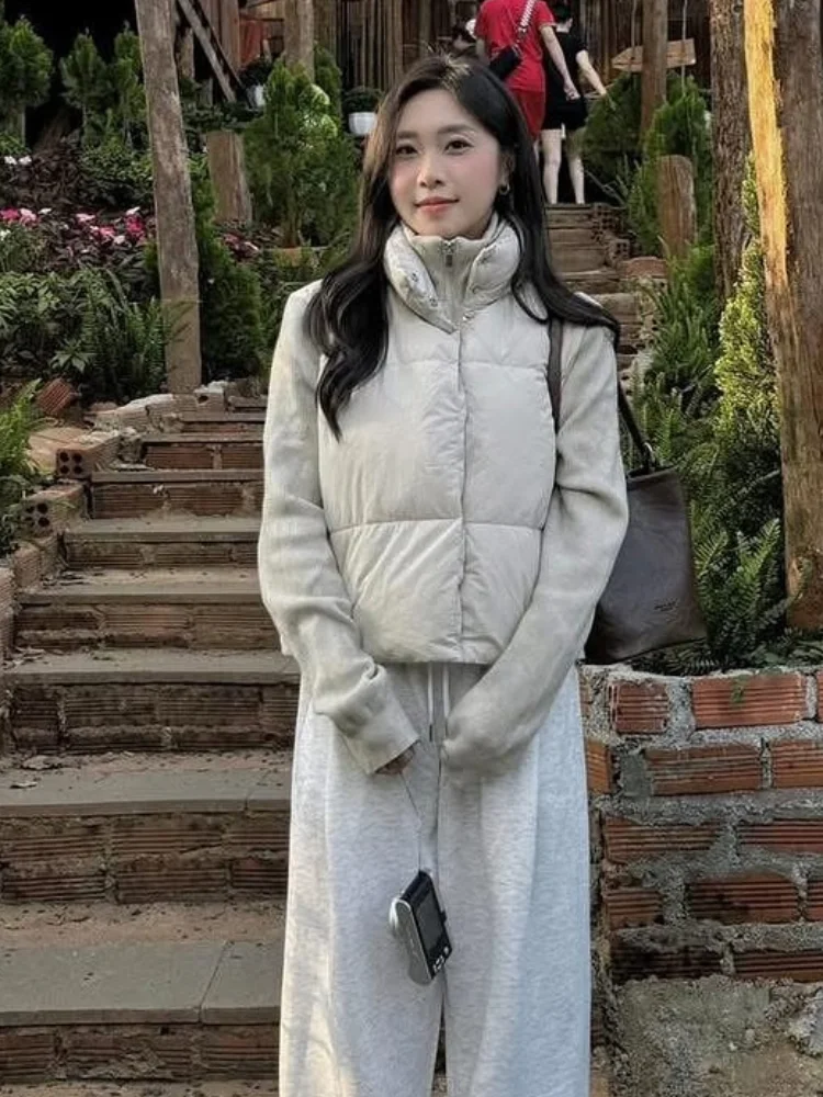 Women Knitted Patchwork Cotton Fashion Quilted Stand Collar Zipper Pocket Button Loose Coat Lady Winter Casual Street Outwear
Women Knitted Patchwork Cotton Fashion Quilted Stand Collar Zipper Pocket Button Loose Coat Lady Winter Casual Street Outwear