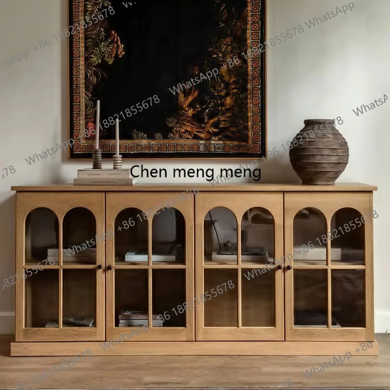 French retro solid wood dining side cabinet, living room locker, arched glass door storage entrance cabinet
French retro solid wood dining side cabinet, living room locker, arched glass door storage entrance cabinet