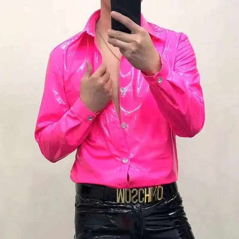 15 Colors 2023 Mirror Reflective ShinnyLeather Shirt Men's Slim Fit Shirt Night Club Performance Dress PU Leather Strechy Shirt
15 Colors 2023 Mirror Reflective ShinnyLeather Shirt Men's Slim Fit Shirt Night Club Performance Dress PU Leather Strechy Shirt