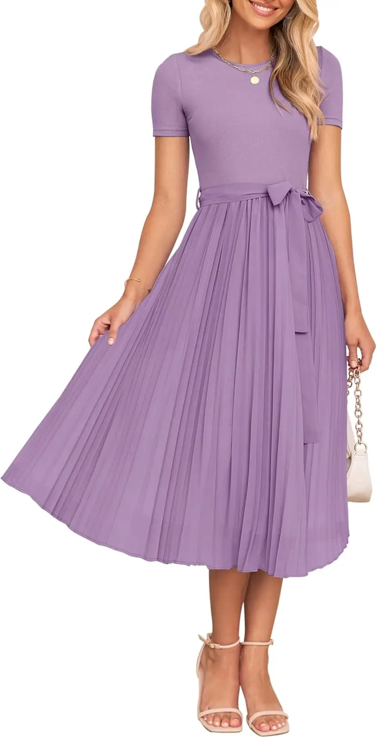 Фиолетовое женское платье миди с коротким рукавом, плиссированное, с поясом, повседневное, А-силуэт, струящееся, для гостей на свадьбу, летнее
Фиолетовое женское платье миди с коротким рукавом, плиссированное, с поясом, повседневное, А-силуэт, струящееся, для гостей на свадьбу, летнее