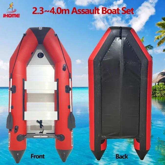 0.9mm Thick PVC Inflatable Boat Canoe Dinghy for Fishing Water Sport 1~7 Persons Assault Boat with Alloy Floor Set
0.9mm Thick PVC Inflatable Boat Canoe Dinghy for Fishing Water Sport 1~7 Persons Assault Boat with Alloy Floor Set