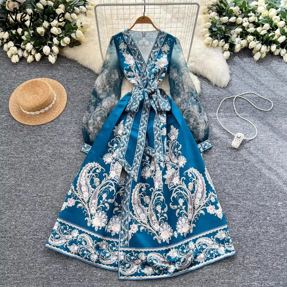 Neploe Court Винтаж через V-образный вырез Сетчатое платье Vestidos с рукавами-фонариками на шнуровке Тонкая талия с принтом Большой распашной халат Бальное платье Элегантное платье
Neploe Court Винтаж через V-образный вырез Сетчатое платье Vestidos с рукавами-фонариками на шнуровке Тонкая талия с принтом Большой распашной халат Бальное платье Элегантное платье