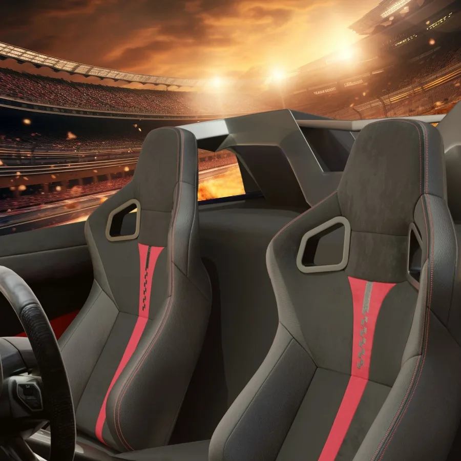 2PC New Universal Bucket Racing Seats Red Stitch Red PVC Leather Reclinable Carbon Look Leather Back With Adjustor Slider Not I
2PC New Universal Bucket Racing Seats Red Stitch Red PVC Leather Reclinable Carbon Look Leather Back With Adjustor Slider Not I