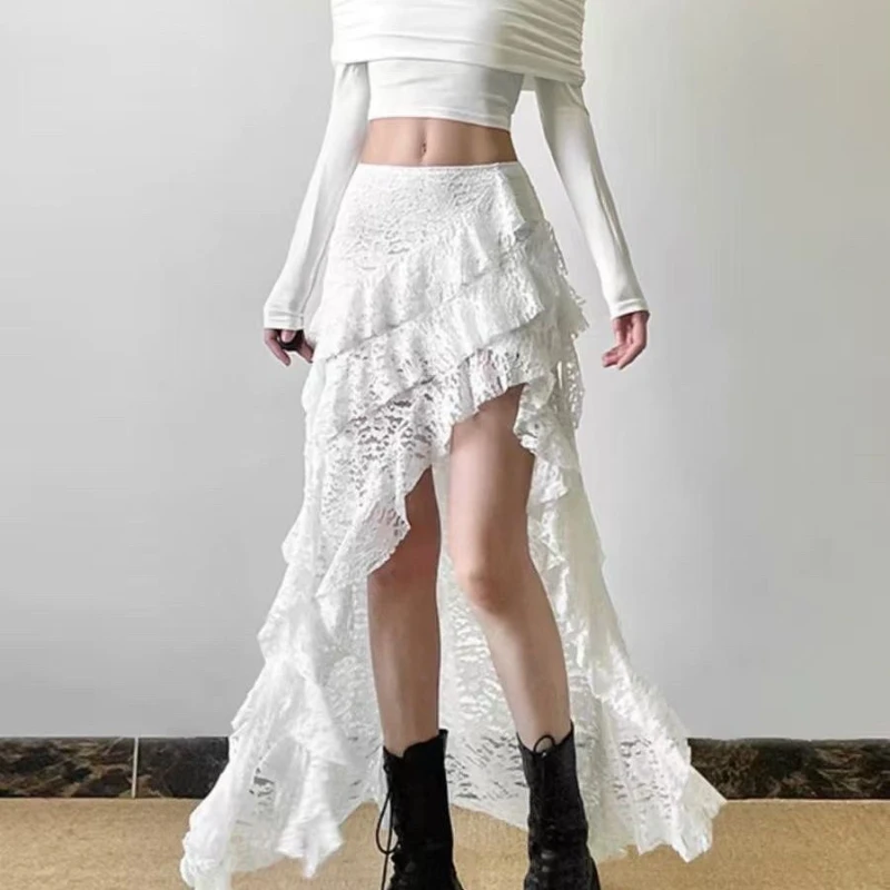Sexy High Waist Lace Ruffles Skirts Women Summer Irregular Y2K Skirts Women Fashion Black Patchwork Party Club Wear Gothic
Sexy High Waist Lace Ruffles Skirts Women Summer Irregular Y2K Skirts Women Fashion Black Patchwork Party Club Wear Gothic