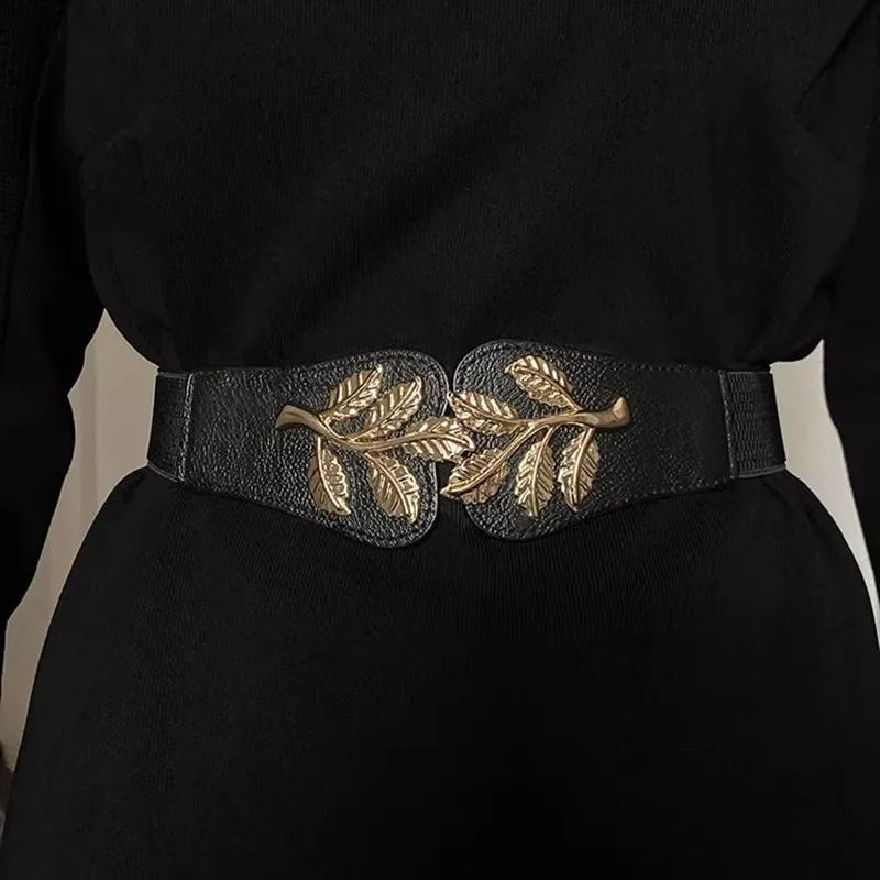 Women's Fashion PU Leather Leaf Buckle Elastic Cummerbunds Female Dress Corsets Waistband Belts Decoration Wide Belt TB402
Women's Fashion PU Leather Leaf Buckle Elastic Cummerbunds Female Dress Corsets Waistband Belts Decoration Wide Belt TB402