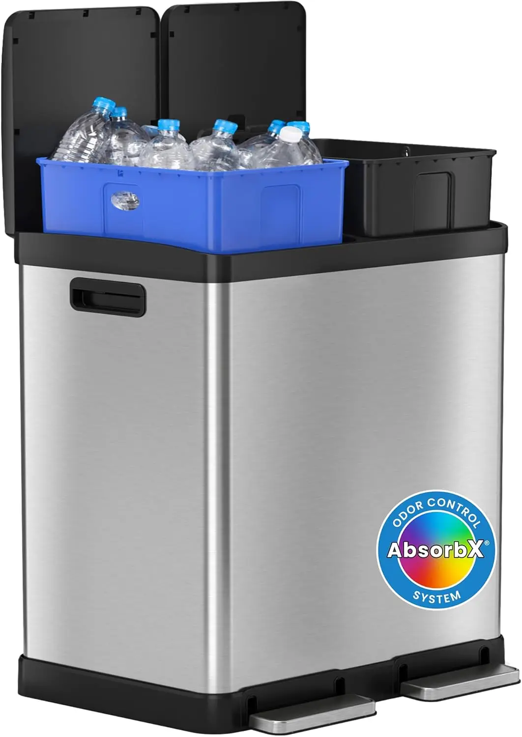 16 Gallon Dual Step Trash Can & Recycle Bin, Stainless Steel, Odor Control, Soft Close, Fingerprint-Proof, Matte Silver
16 Gallon Dual Step Trash Can & Recycle Bin, Stainless Steel, Odor Control, Soft Close, Fingerprint-Proof, Matte Silver