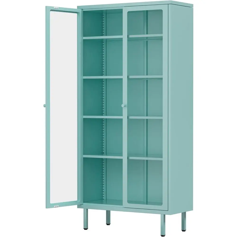 Tempered Glass Metal Curio Cabinet with Adjustable Shelves for Living Room and School, Blue, Assembly Required
Tempered Glass Metal Curio Cabinet with Adjustable Shelves for Living Room and School, Blue, Assembly Required