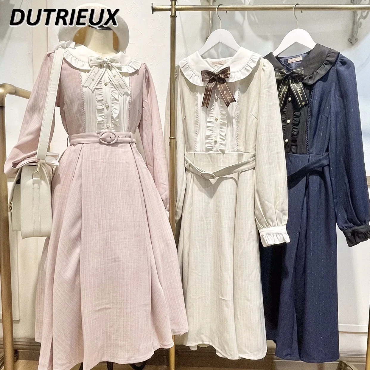 French Retro Style Belt Simple Long Sleeve Dress for Lady Spring Autumn Women's Casual Vingtae Elegant Dresses Fashion
French Retro Style Belt Simple Long Sleeve Dress for Lady Spring Autumn Women's Casual Vingtae Elegant Dresses Fashion