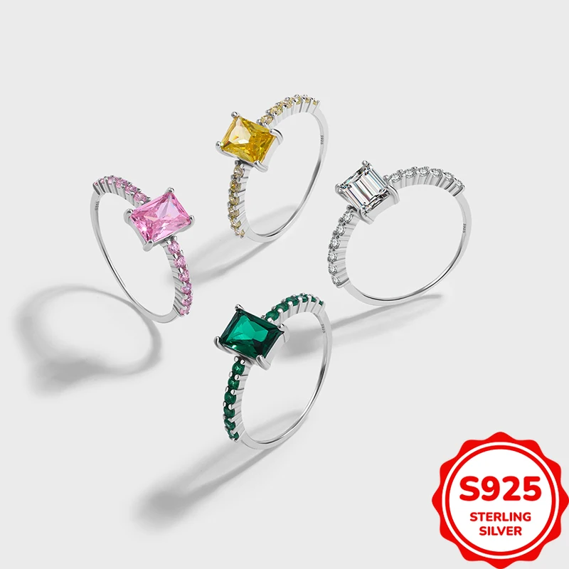 Легкое роскошное универсальное прямоугольное цветное женское кольцо из натурального серебра S925 
Легкое роскошное универсальное прямоугольное цветное женское кольцо из натурального серебра S925