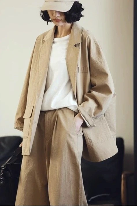 2026 Spring and Autumn Women's Jacket Oversized Workwear Suit Collar Jacket
2026 Spring and Autumn Women's Jacket Oversized Workwear Suit Collar Jacket