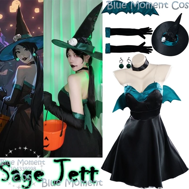 Jett Sage Halloween Cosplay Costume Valorant Sexy Black Dress Adult Women Witch Wizard Party RolePlay Wing Earring Hat Outfit
Jett Sage Halloween Cosplay Costume Valorant Sexy Black Dress Adult Women Witch Wizard Party RolePlay Wing Earring Hat Outfit