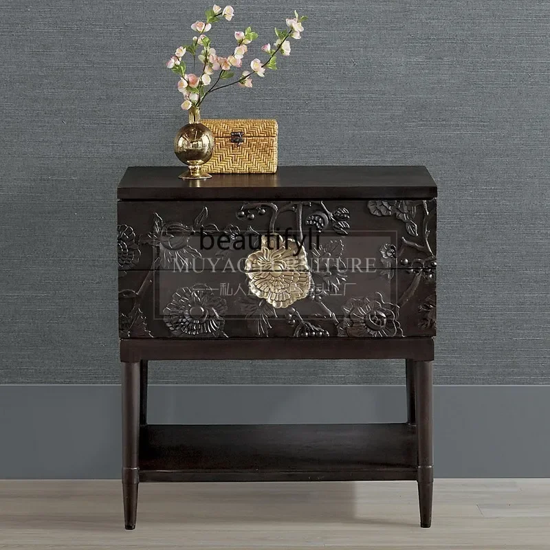 A57 French solid wood bedside table bedroom carved bedside table retro wind storage cabinet
A57 French solid wood bedside table bedroom carved bedside table retro wind storage cabinet