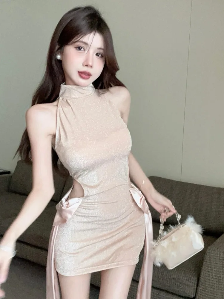 Sexy Spicy Girl Shoulder Bared Hanging Neck Dress Knot Hollow out Bodycon Skirt Korean Style Commute Pure Color Sho...
Sexy Spicy Girl Shoulder Bared Hanging Neck Dress Knot Hollow out Bodycon Skirt Korean Style Commute Pure Color Sho...