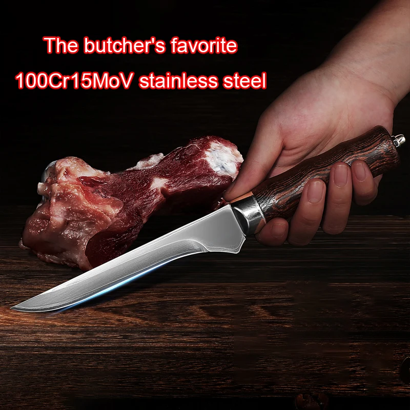 Boning knife Damascus Steel 10cr15coMov steel Fleshing knife for butchering sheep shaving knife Ham knife for kitchen cooks
Boning knife Damascus Steel 10cr15coMov steel Fleshing knife for butchering sheep shaving knife Ham knife for kitchen cooks
